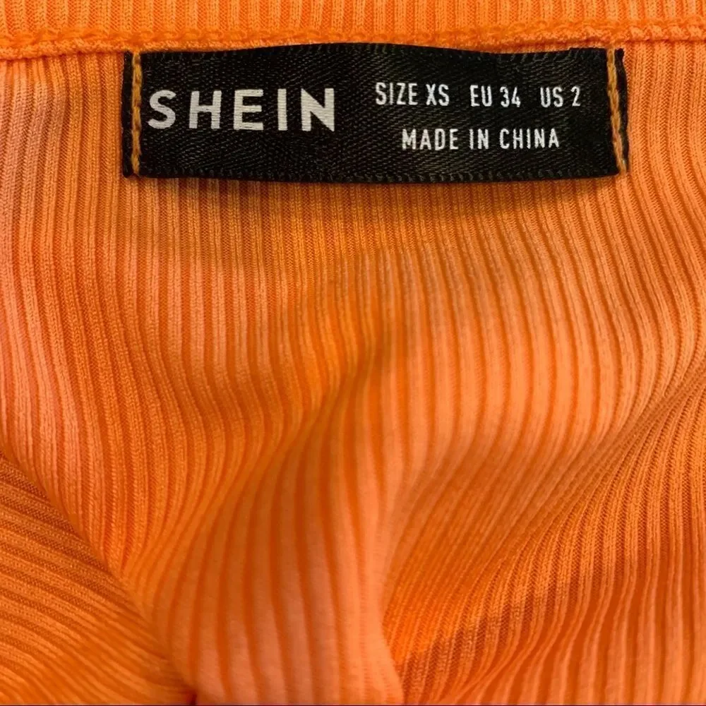 Shein Double Crazy Ruched Bust Cutout Bodycon Dress Size XS Orange